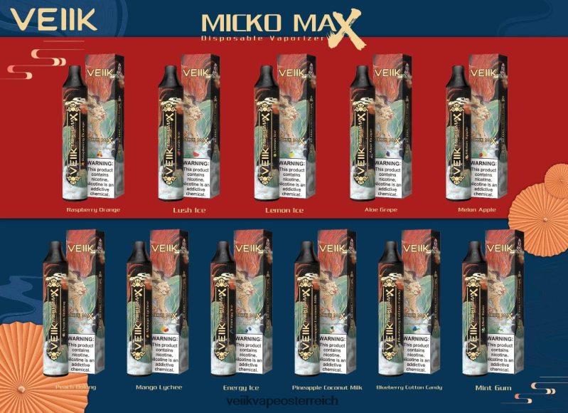 VEIIK Vape Wien - VEIIK Micko MAX Einweg-Vaporizer mit 1500 Zügen Himbeerorange HB206H52