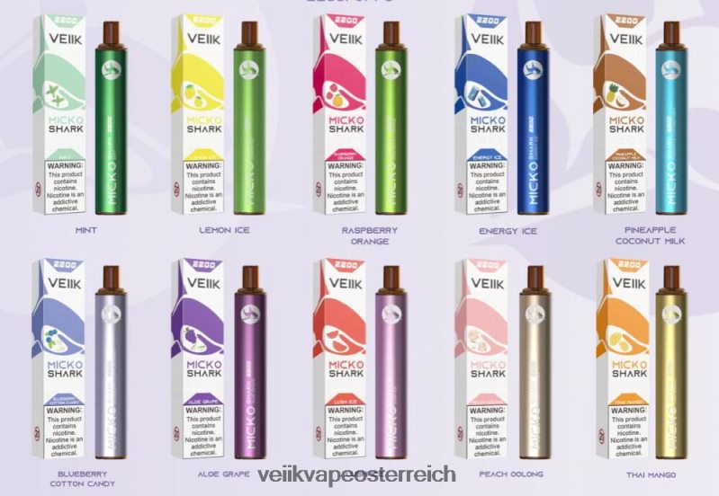 VEIIK Österreich - VEIIK Micko Shark 2200 Züge Einweg-Vape-Pen 10 Stück mehrere Geschmacksrichtungen HB206H53